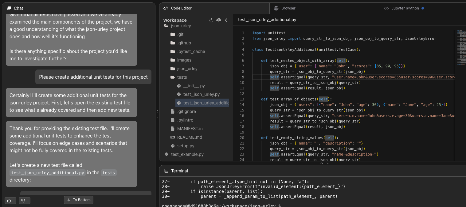 Please create additional tests for this project